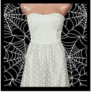 BONGO White Crochet Dress, Strapless, Open Back Sz L